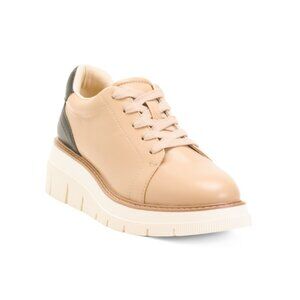 LIVERPOOL LA ecru Leather Riverside Lace Up Sneakers